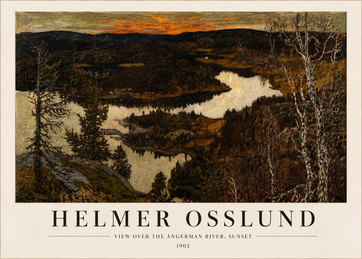 Helmer Osslund View over the Angerman River, Sunset No6 - Plakát