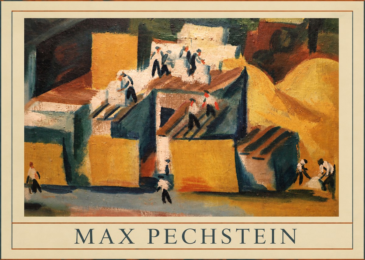 Max Pechstein Workers on Rooftops No5 - Plakát