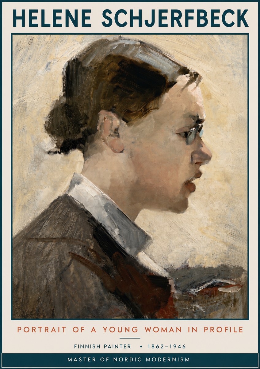 Helene Schjerfbeck Portrait of a Young Woman in Profile No3 - Plakát