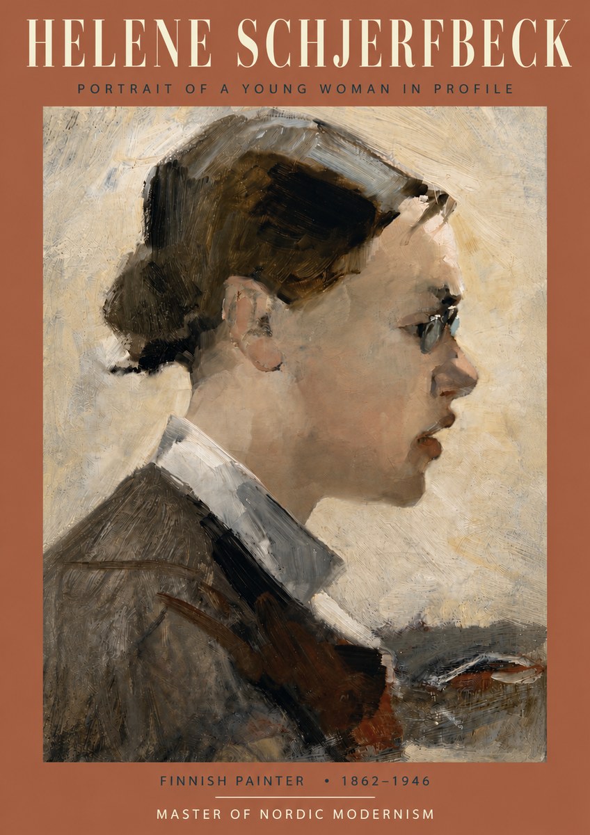 Helene Schjerfbeck Portrait of a Young Woman in Profile No5 - Plakát