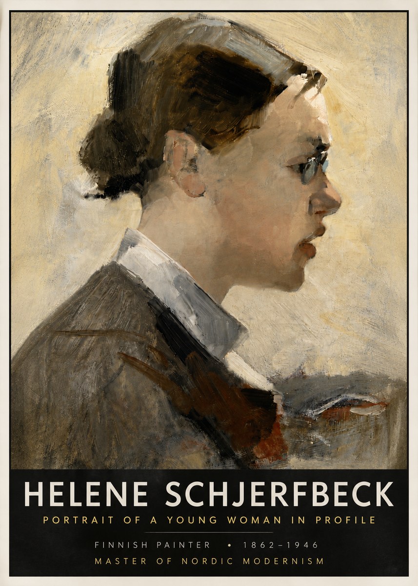 Helene Schjerfbeck Portrait of a Young Woman in Profile No6 - Plakát