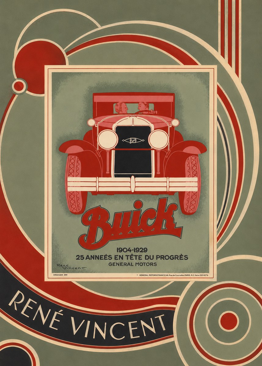 René Vincent Buick - 25 Années En Tête Du Progrès No5 - Plakát