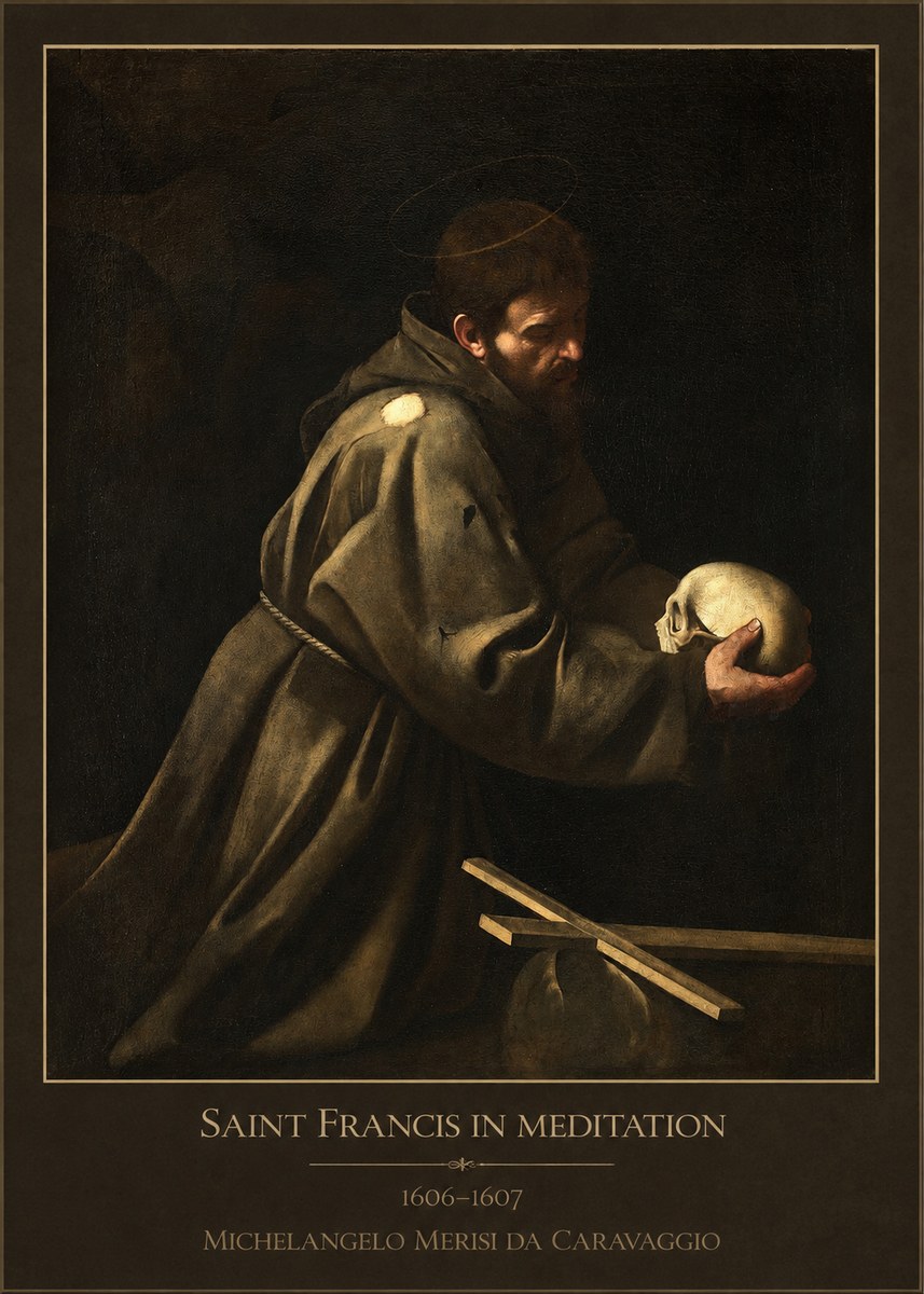 Michelangelo Merisi da Caravaggio Saint Francis in Meditation I No1 - Plakát