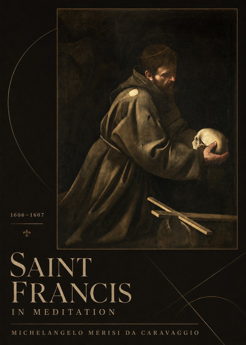 Michelangelo Merisi da Caravaggio Saint Francis in Meditation I No3 - Plakát