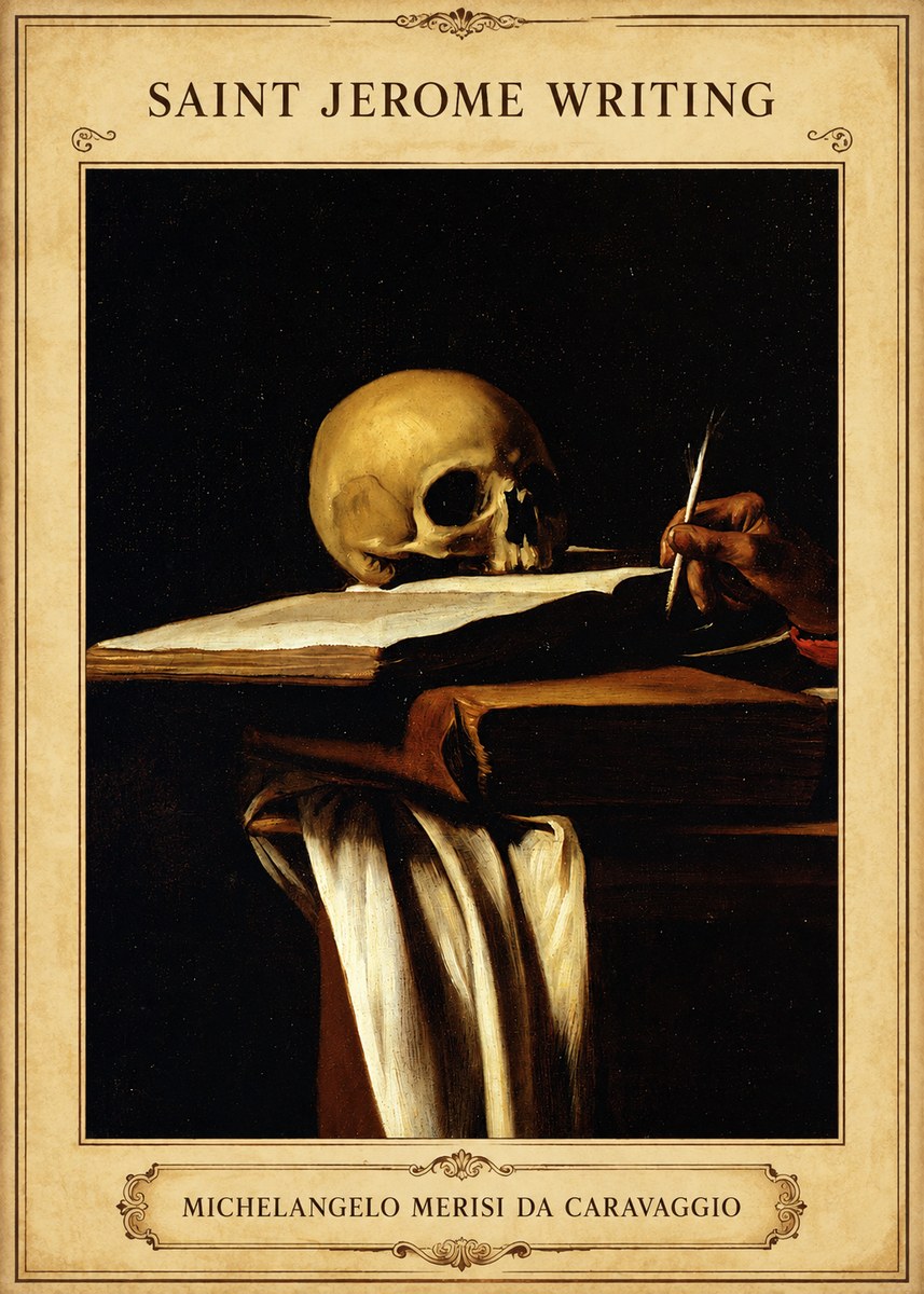 Michelangelo Merisi da Caravaggio Saint Jerome Writing III No5 - Plakát