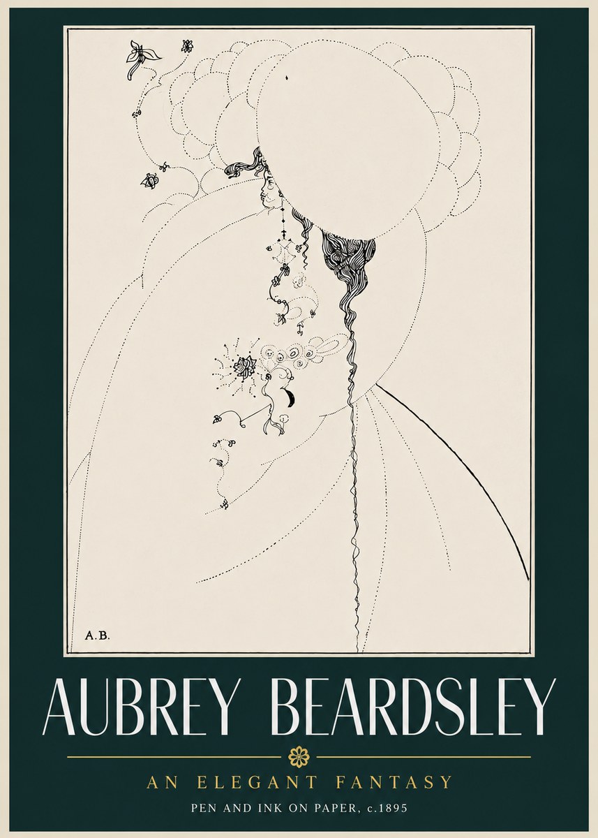 Aubrey Beardsley An Elegant Fantasy No4 - Plakát