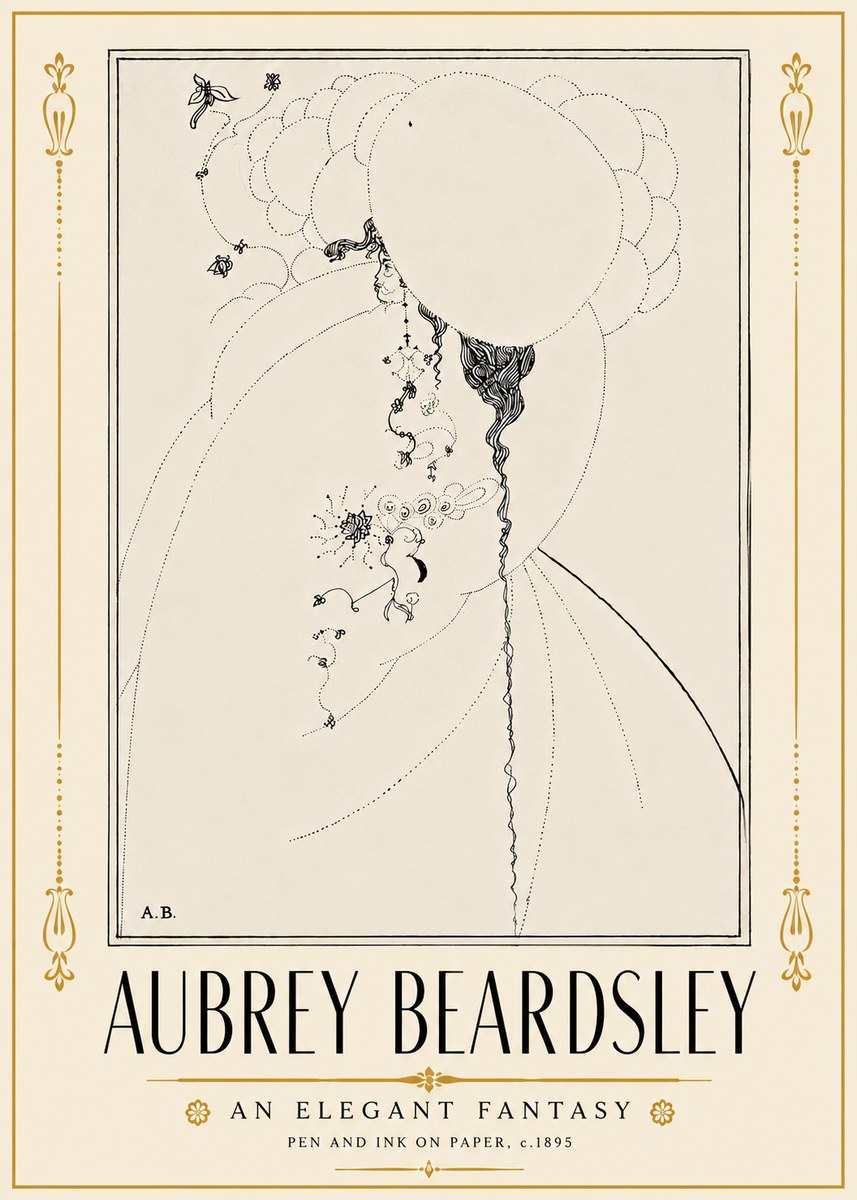 Aubrey Beardsley An Elegant Fantasy No5 - Plakát