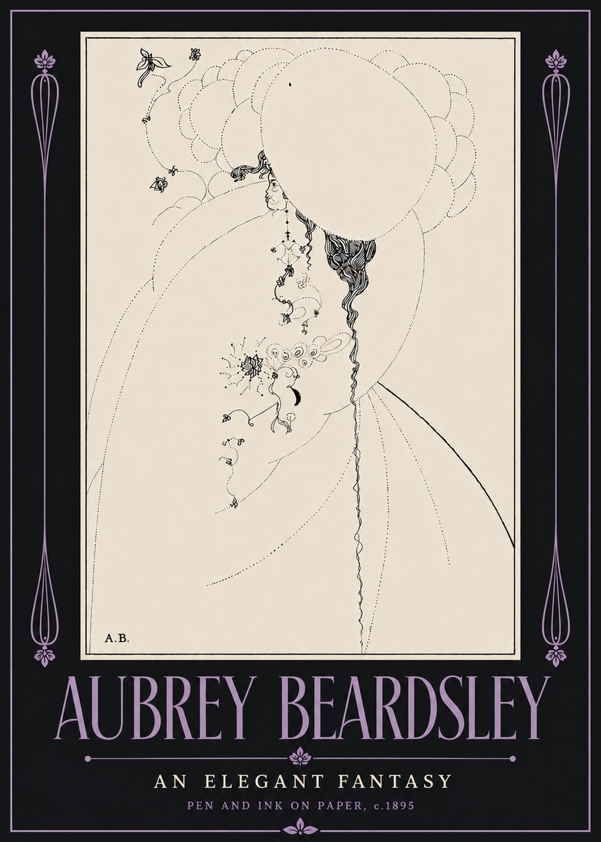 Aubrey Beardsley An Elegant Fantasy No6 - Plakát