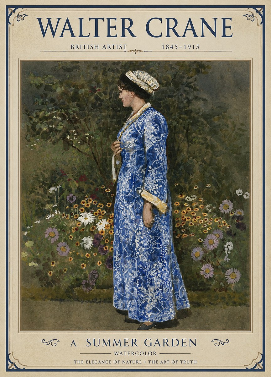 Walter Crane A Summer Garden No1 - Plakát