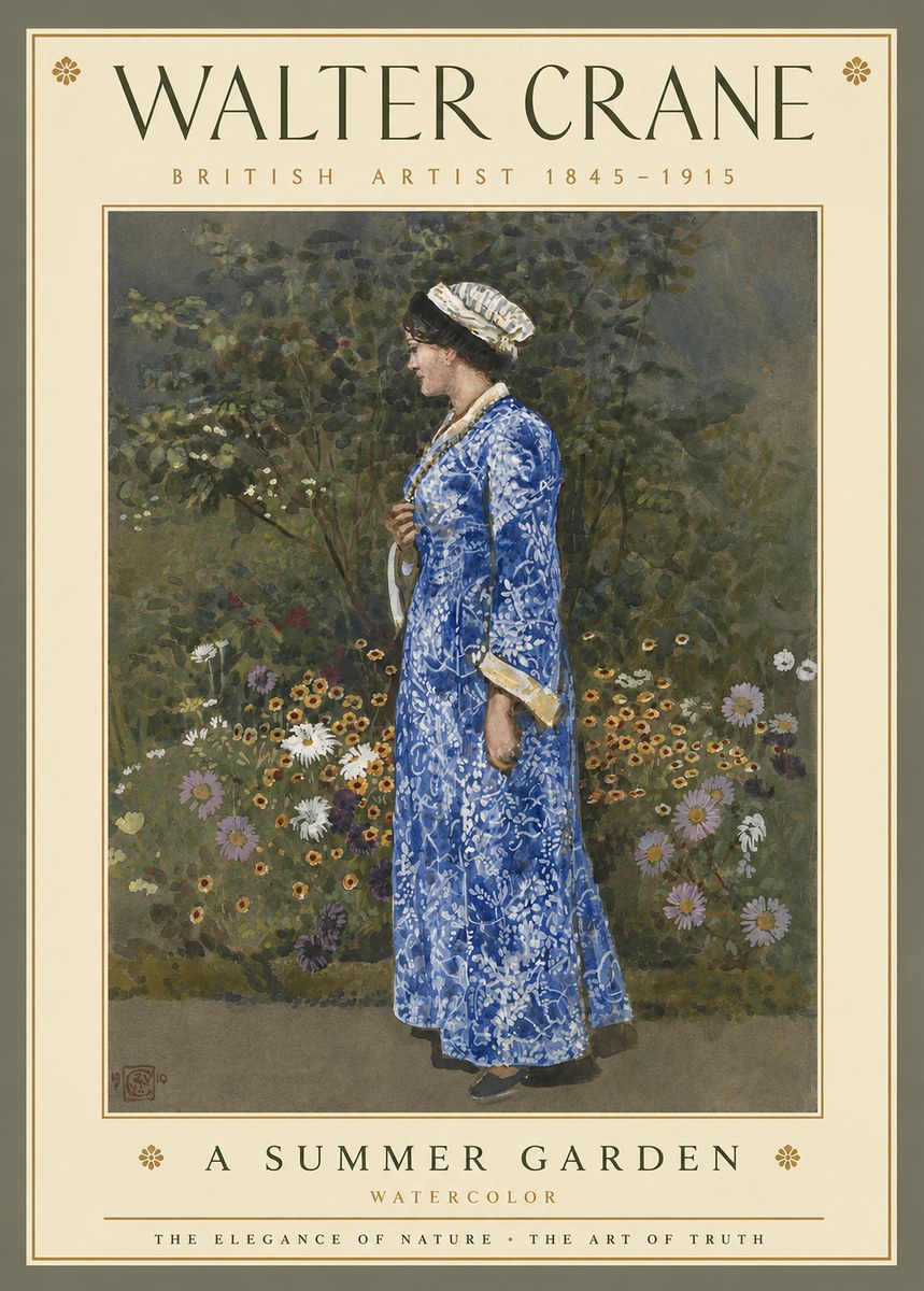 Walter Crane A Summer Garden No3 - Plakát