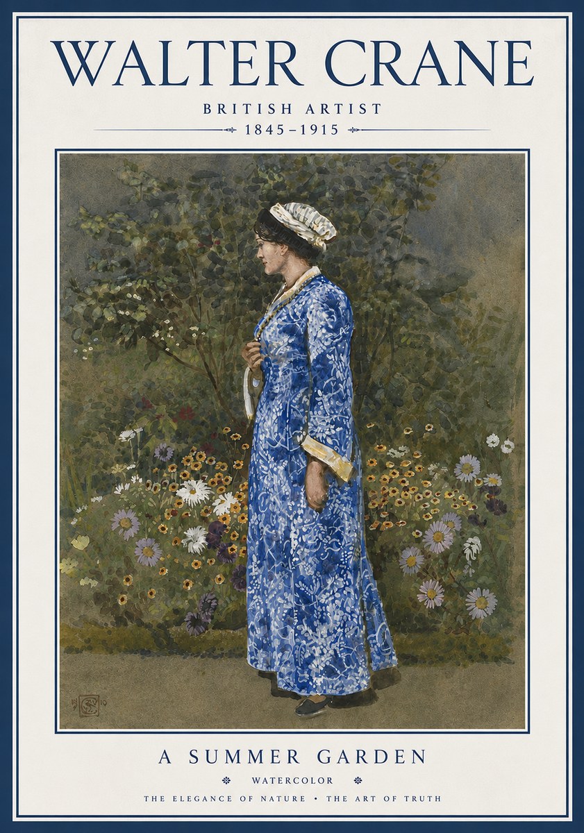 Walter Crane A Summer Garden No5 - Plakát