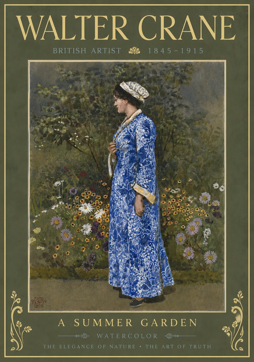 Walter Crane A Summer Garden No6 - Plakát