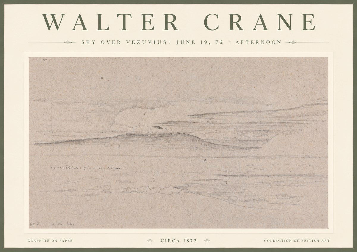 Walter Crane Sky over Vezuvius: June 19, 72 : Afternoon No4 - Plakát