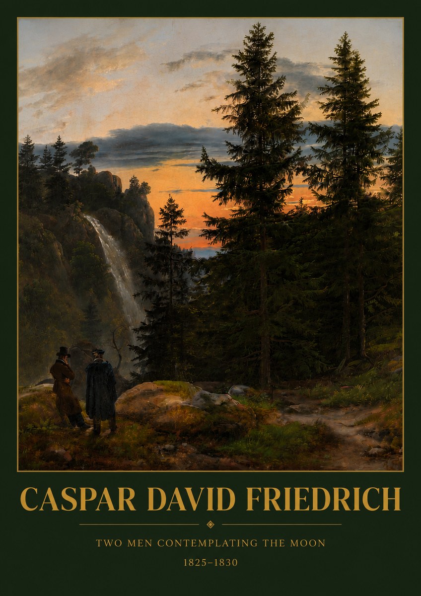 Caspar David Friedrich Two Men Contemplating the Moon I No4 - Plakát
