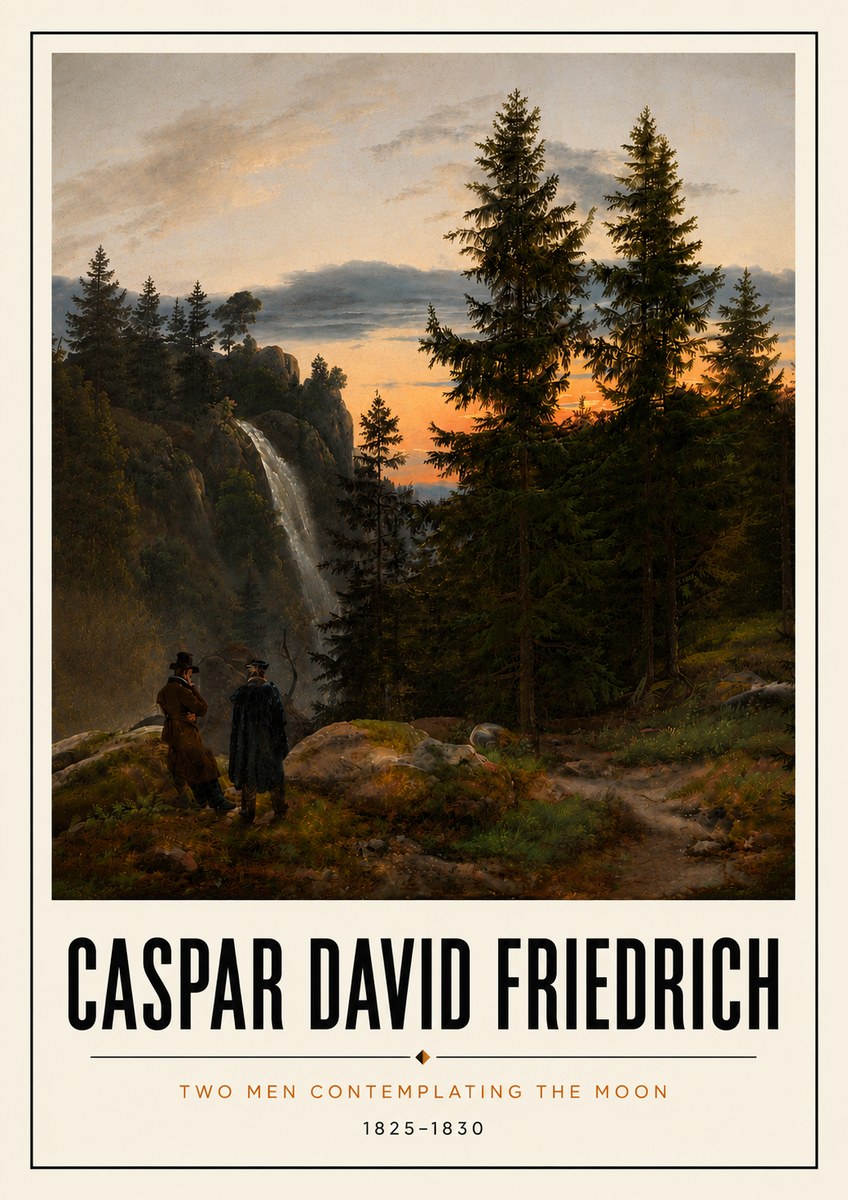 Caspar David Friedrich Two Men Contemplating the Moon I No5 - Plakát