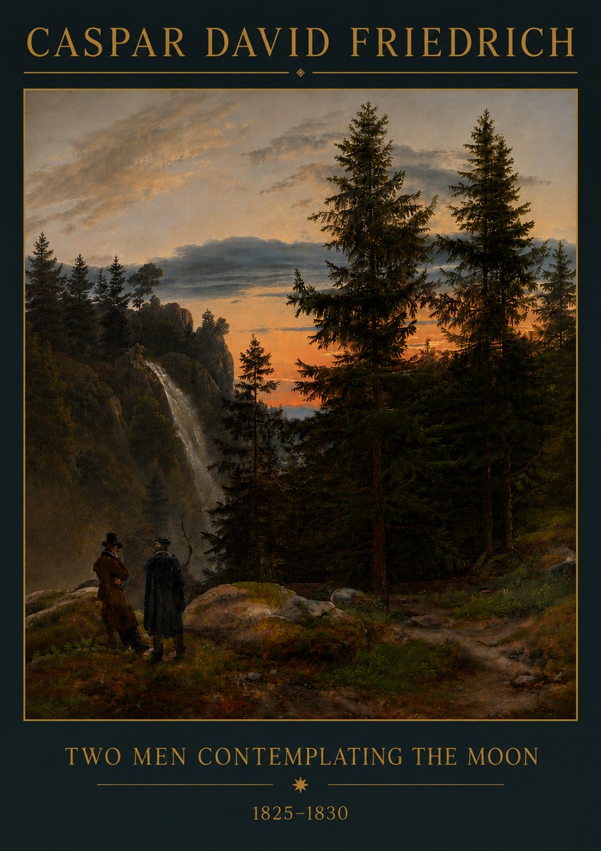Caspar David Friedrich Two Men Contemplating the Moon I No6 - Plakát
