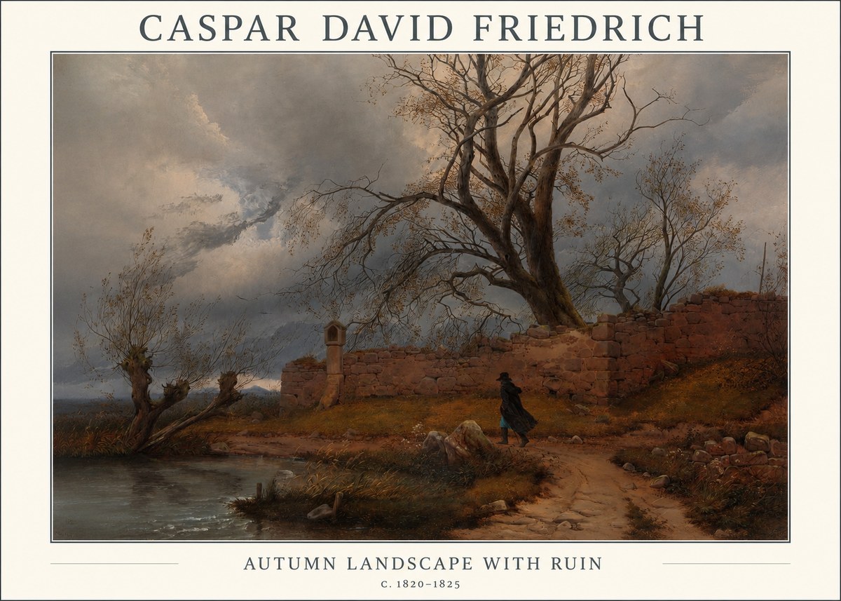 Caspar David Friedrich Autumn Landscape with Ruin No1 - Plakát