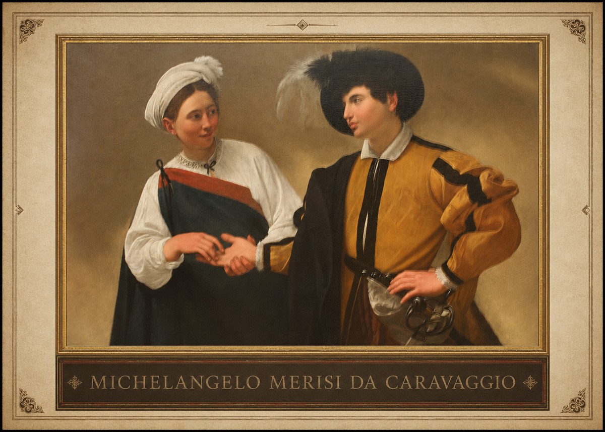 Michelangelo Merisi da Caravaggio The Cardsharps IV No1 - Plakát