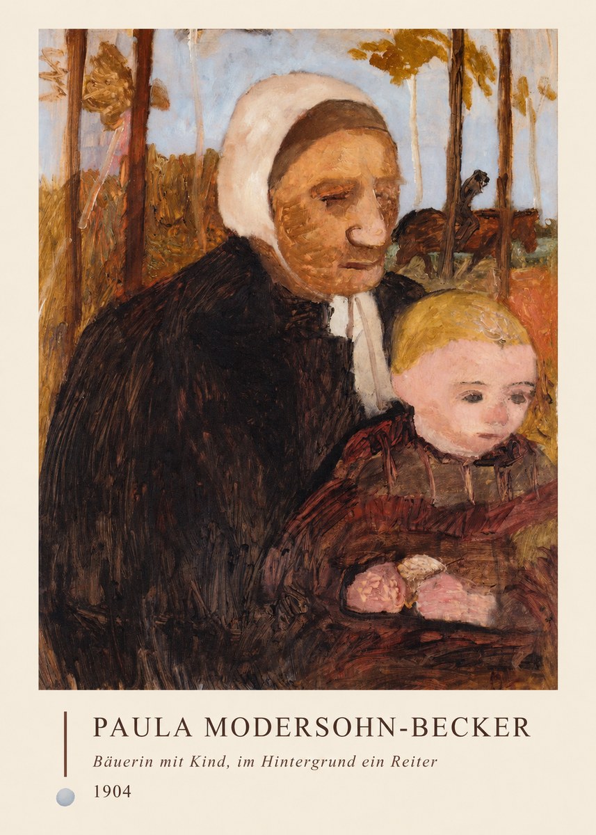 Paula Modersohn-Becker Bäuerin Mit Kind, Im Hintergrund Ein Reiter No4 - Plakát