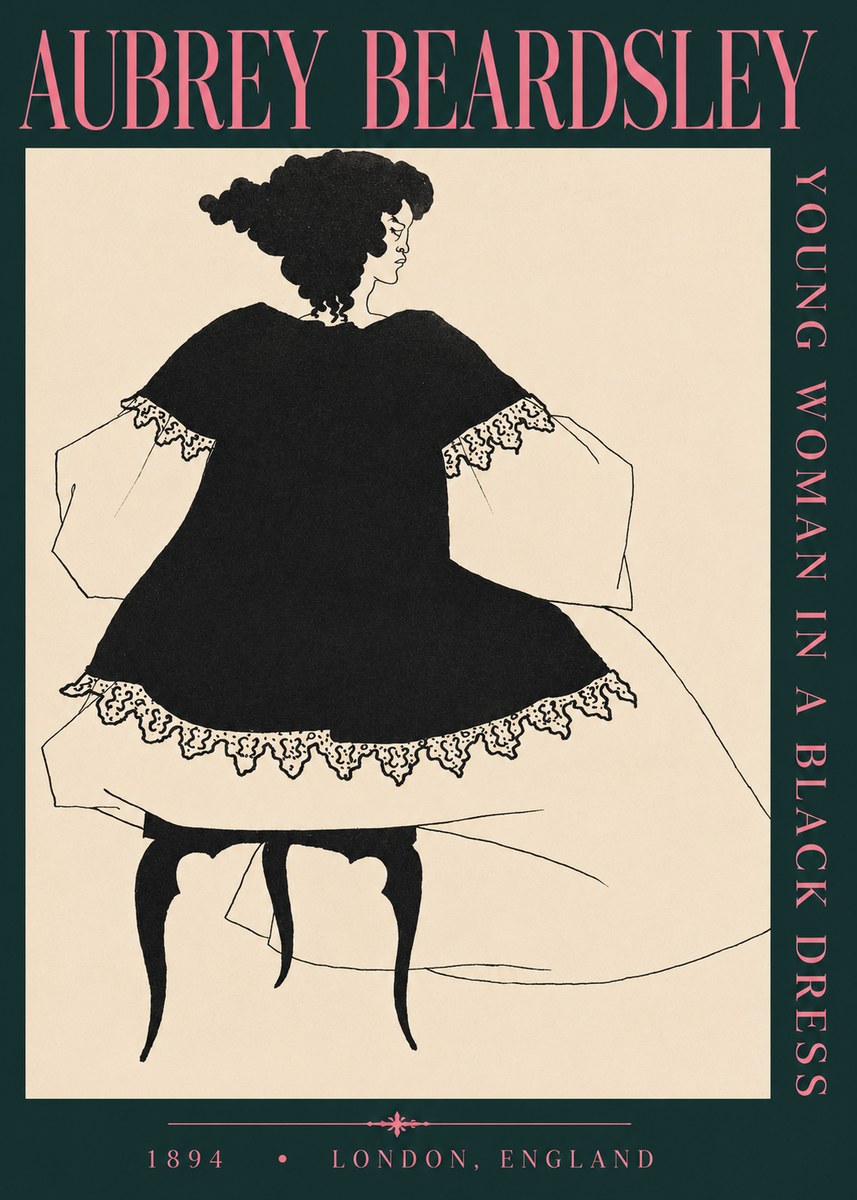 Aubrey Beardsley Woman in a Dress No4 - Plakát