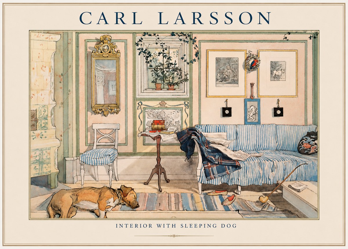 Carl Larsson Interior with Sleeping Dog No1 - Plakát