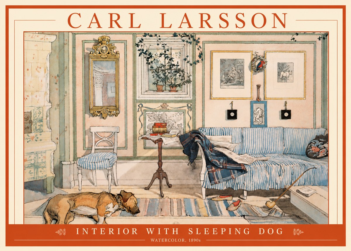 Carl Larsson Interior with Sleeping Dog No3 - Plakát