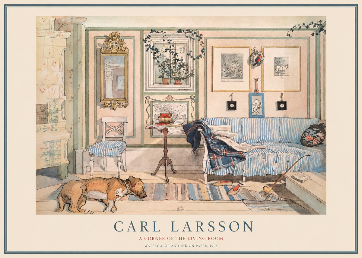 Carl Larsson Interior with Sleeping Dog No4 - Plakát