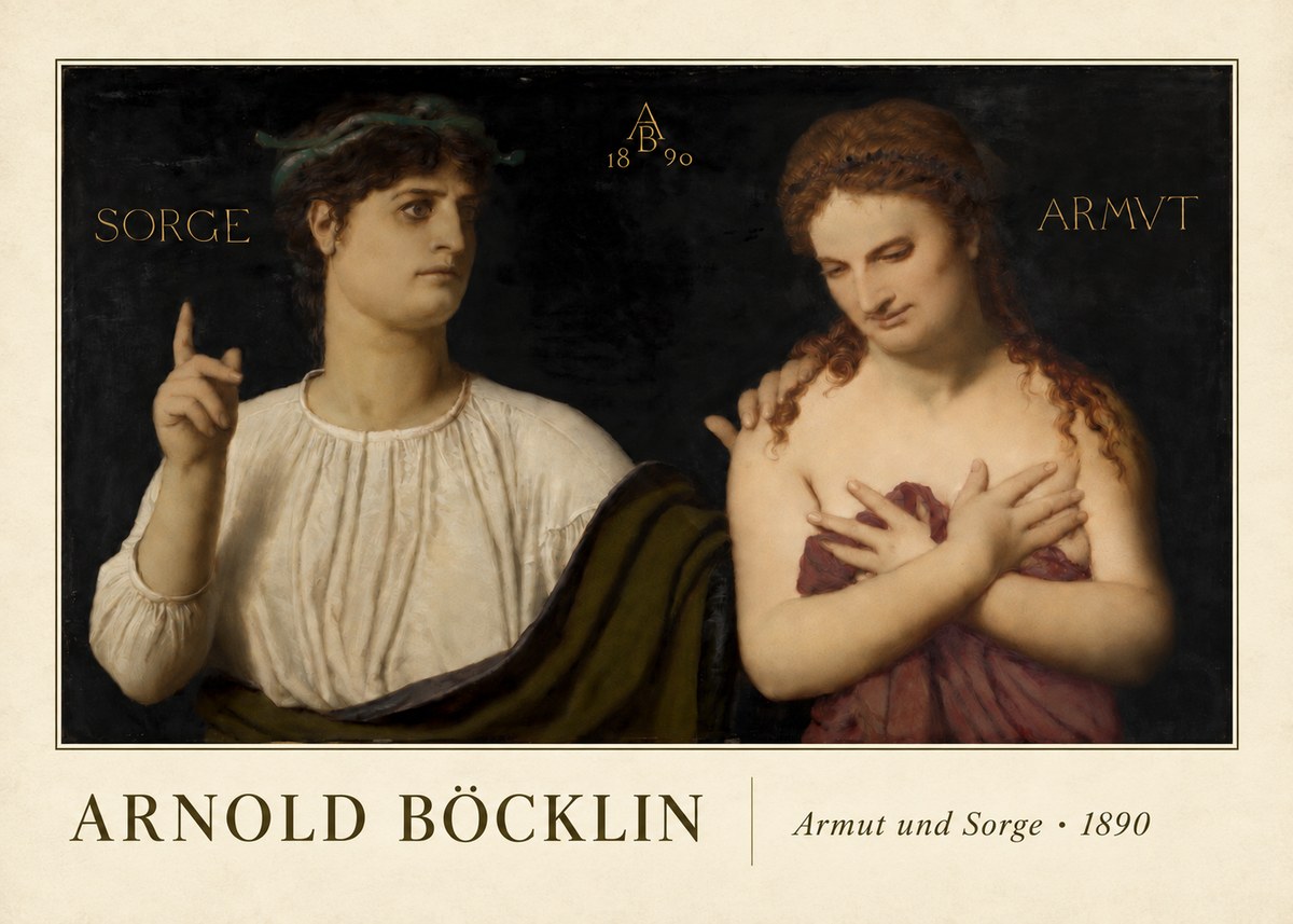 Arnold Böcklin Armut Und Sorge No4 - Plakát