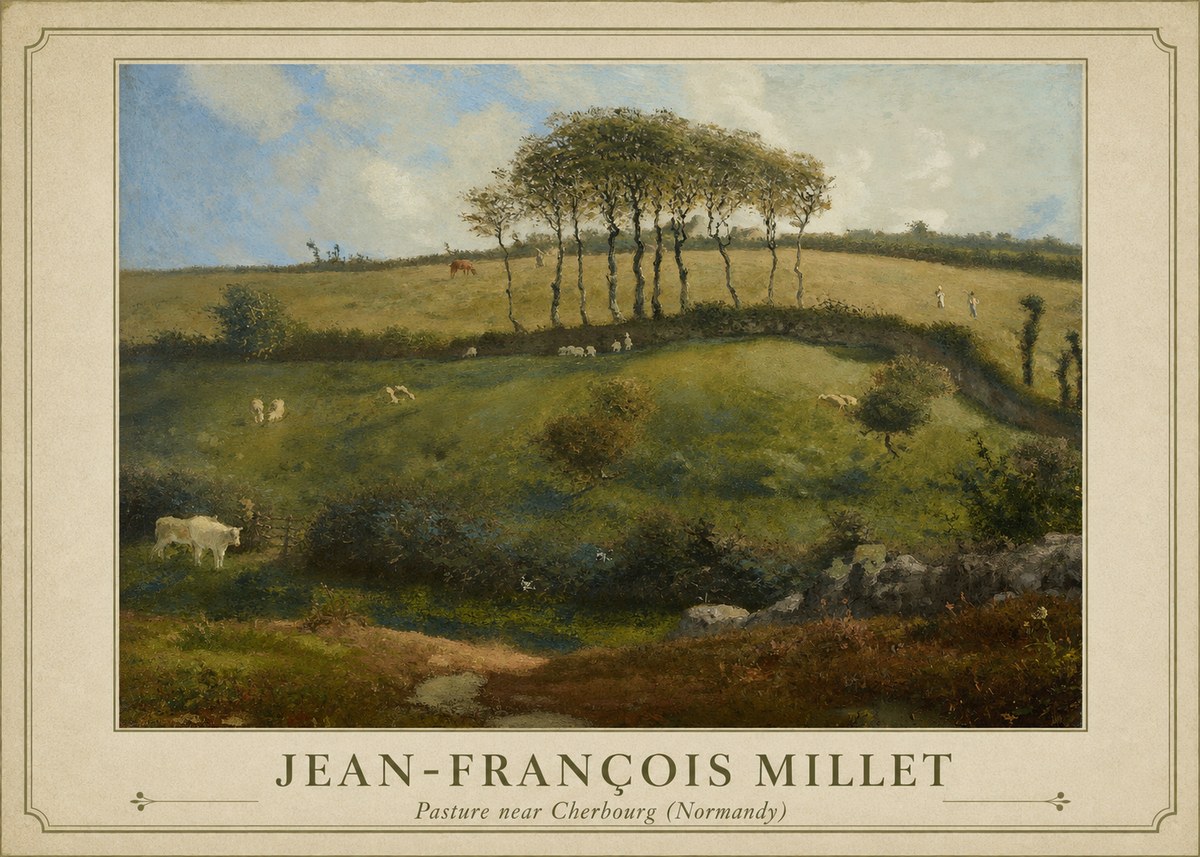 Jean-François Millet Pasture Near Cherbourg (Normandy) No1 - Plakát