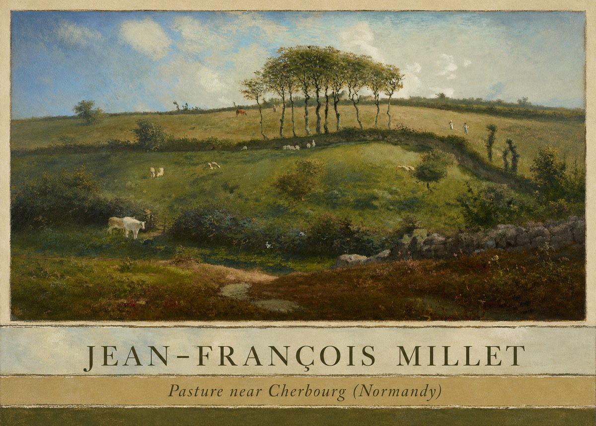 Jean-François Millet Pasture Near Cherbourg (Normandy) No3 - Plakát