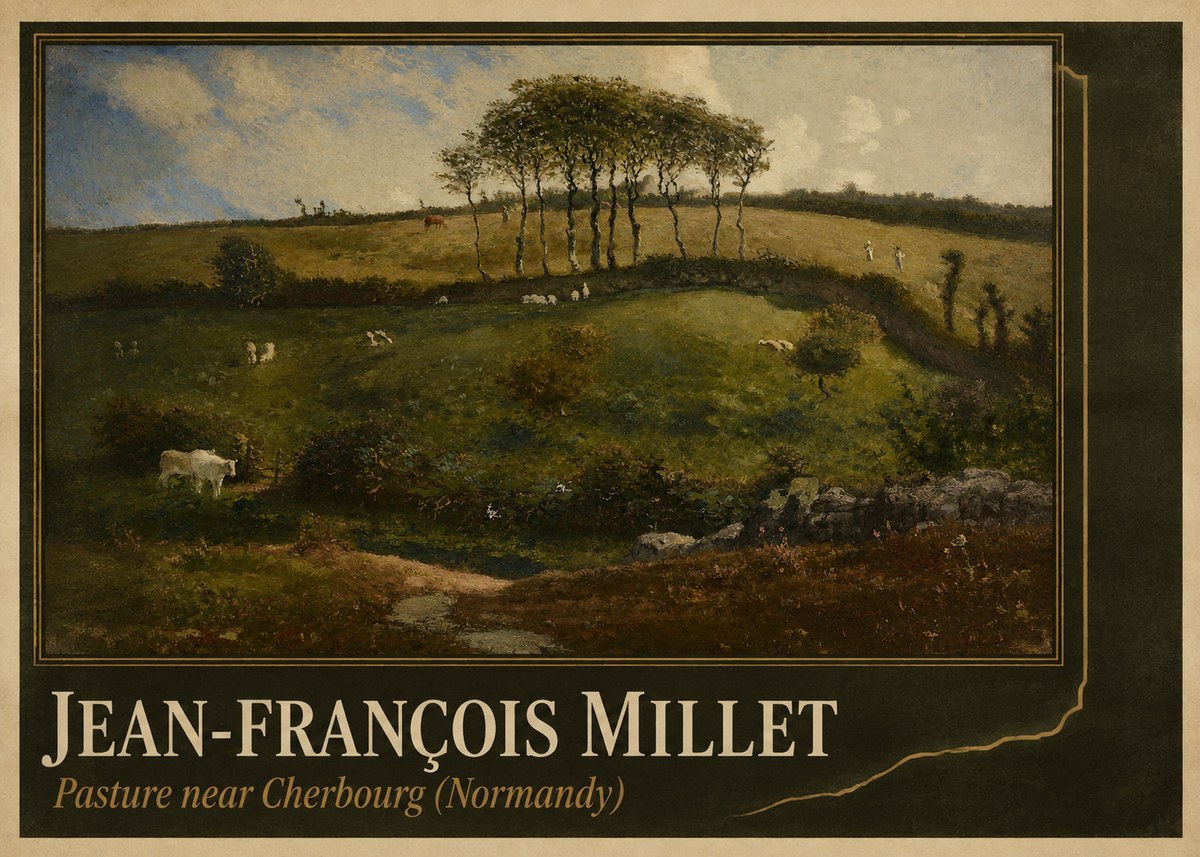 Jean-François Millet Pasture Near Cherbourg (Normandy) No4 - Plakát