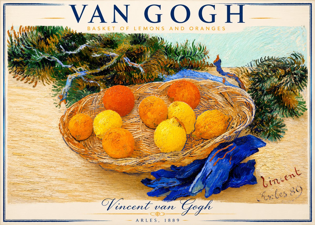 Van Gogh Basket of Lemons and Oranges No3 - Plakát