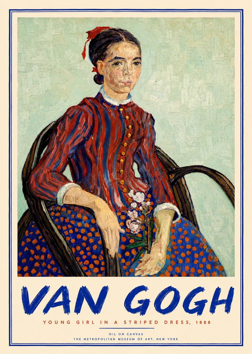 Van Gogh Young Girl in a Striped Dress, 1888 No2 - Plakát