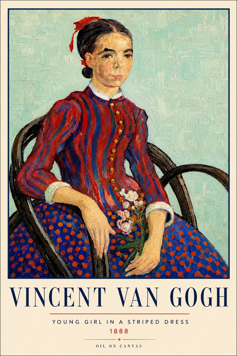 Van Gogh Young Girl in a Striped Dress, 1888 No3 - Plakát