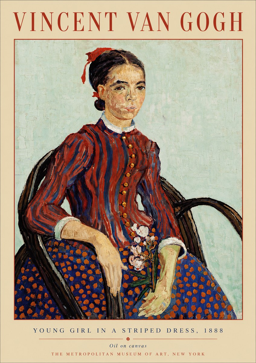 Van Gogh Young Girl in a Striped Dress, 1888 No5 - Plakát