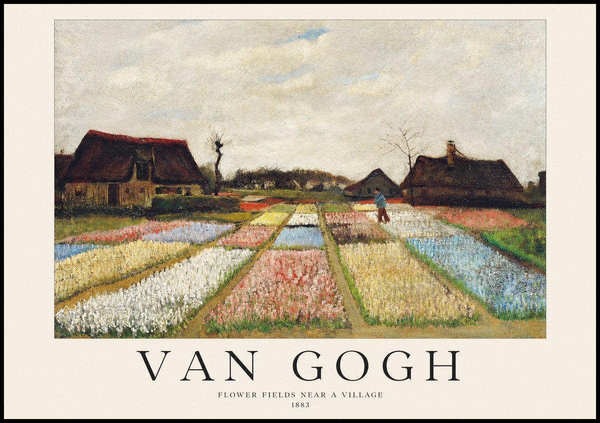 Van Gogh Flower Fields Near a Village No1 - Plakát