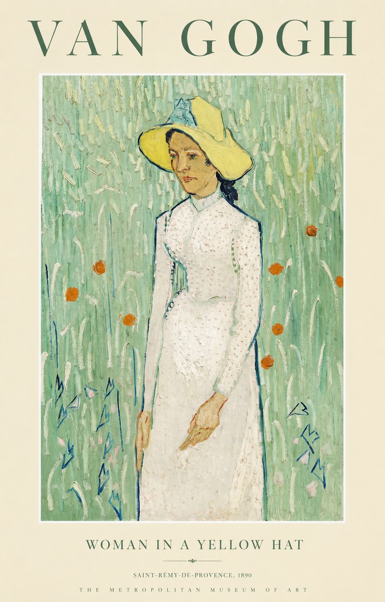 Van Gogh Woman in a Yellow Hat No1 - Plakát