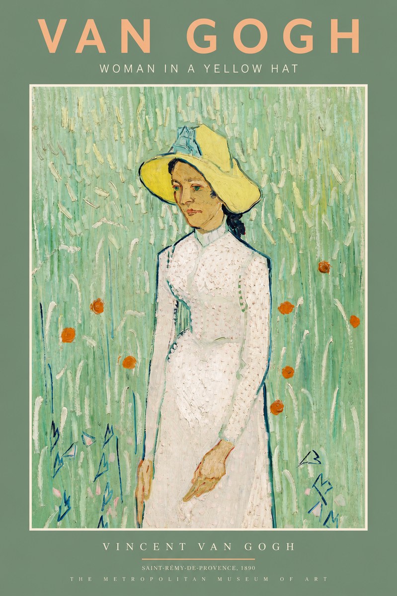 Van Gogh Woman in a Yellow Hat No2 - Plakát