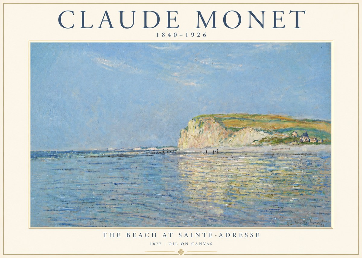Monet The Beach at Sainte-adresse III No4 - Plakát