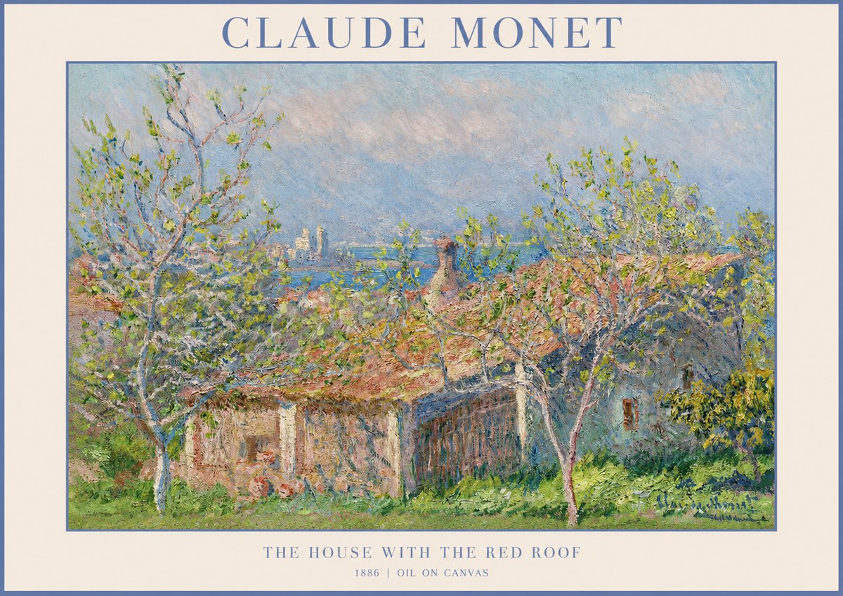 Monet The House with the Red Roof No1 - Plakát
