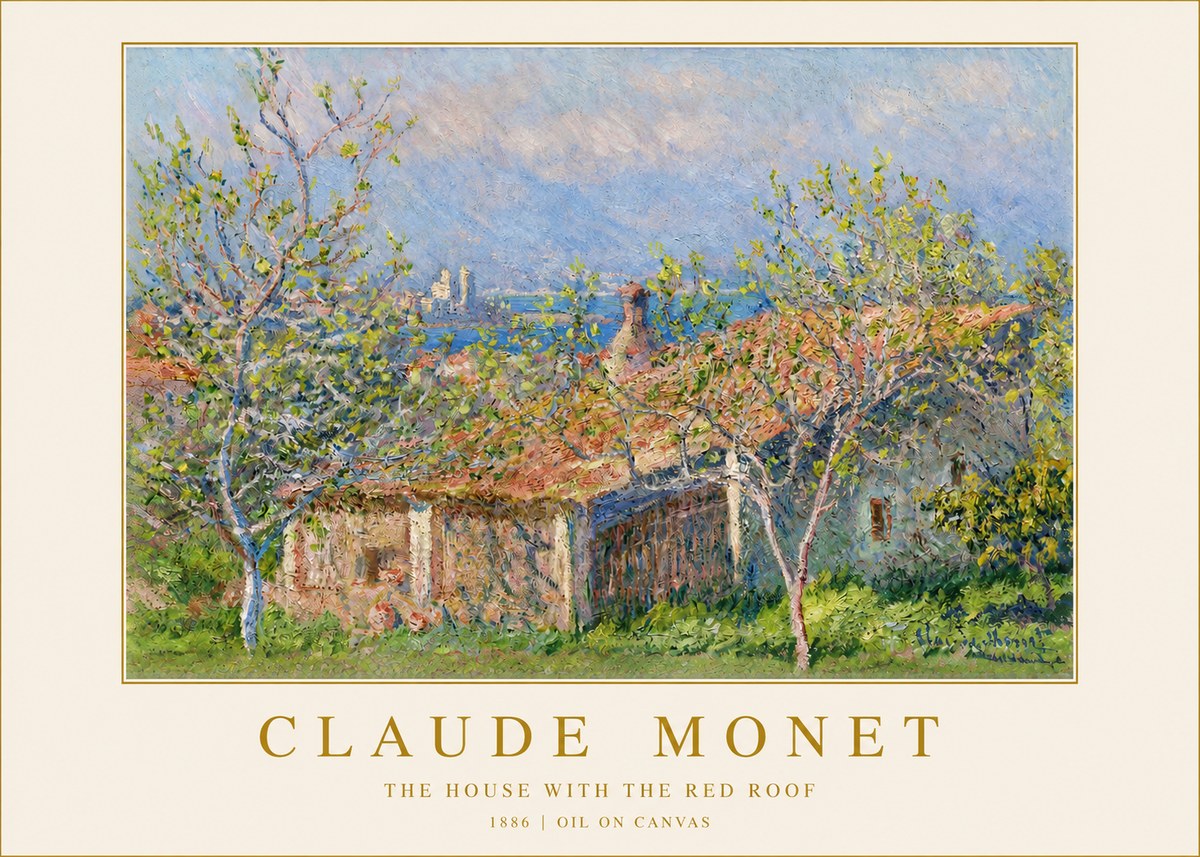 Monet The House with the Red Roof No2 - Plakát