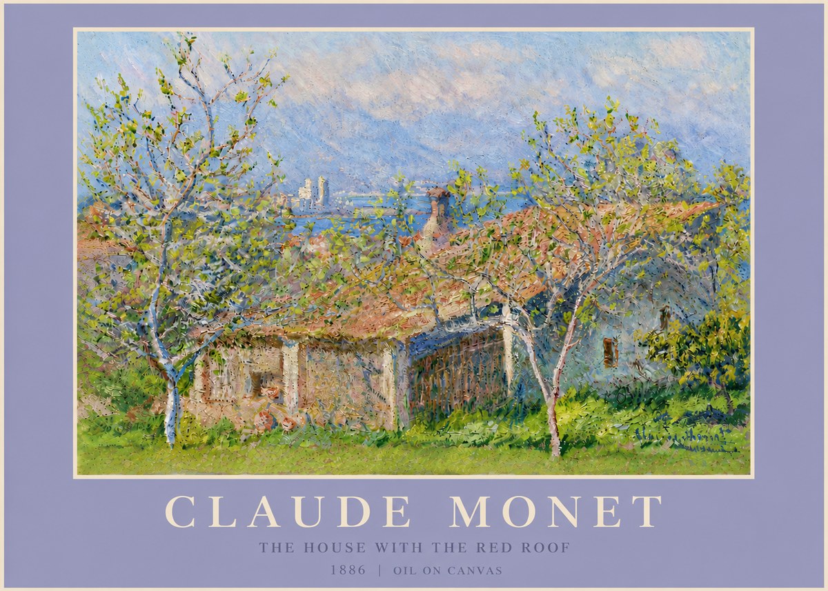 Monet The House with the Red Roof No5 - Plakát
