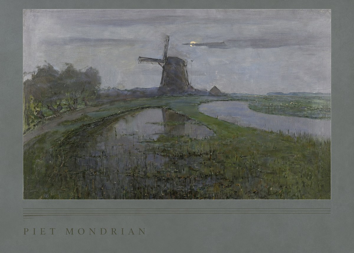 Piet Mondrian Windmill by the Water II No2 - Plakát