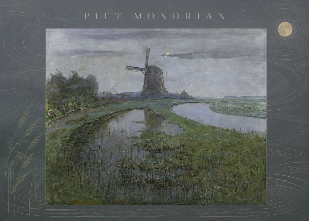 Piet Mondrian Windmill by the Water II No5 - Plakát