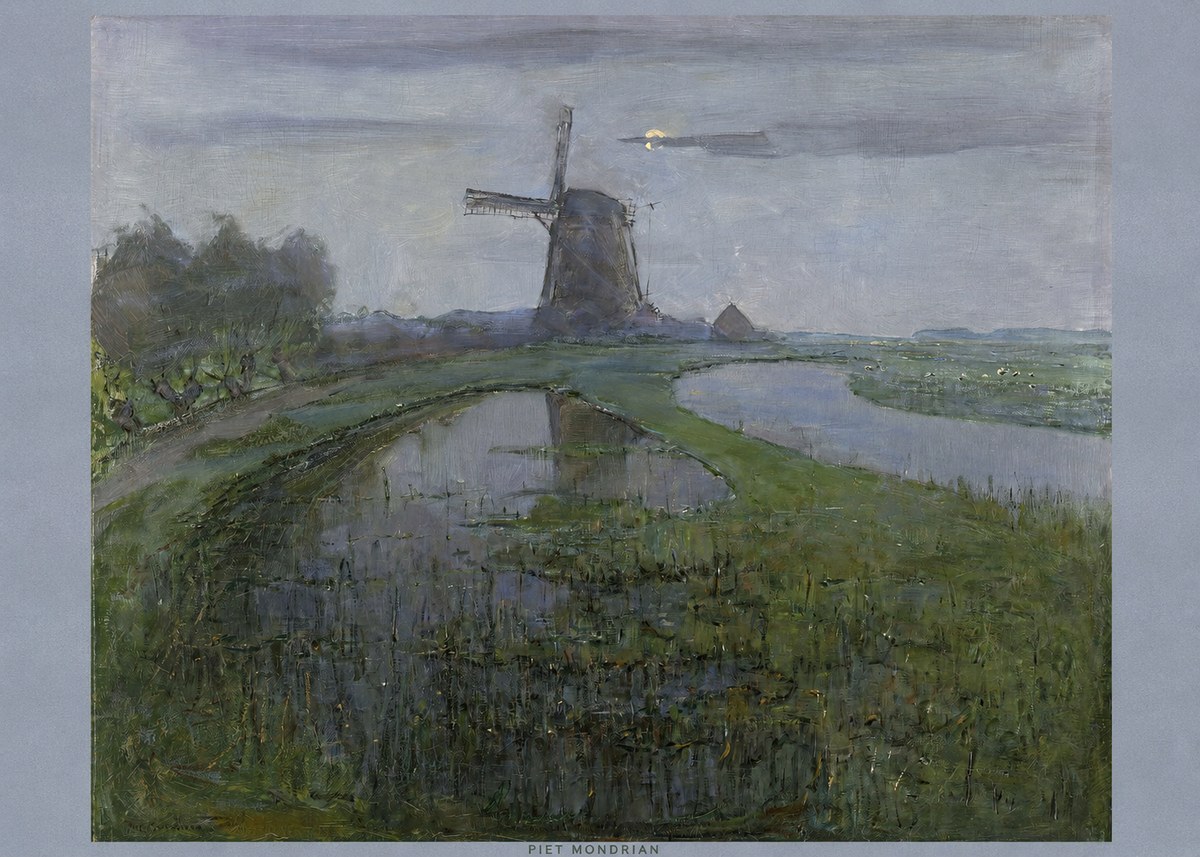 Piet Mondrian Windmill by the Water II No6 - Plakát