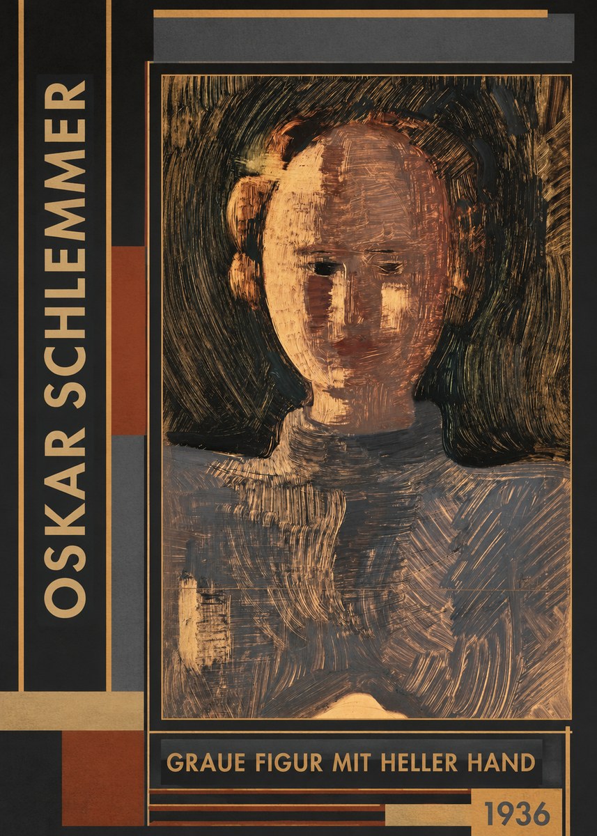 Oskar Schlemmer Graue Figur Mit Heller Hand No4 - Plakát