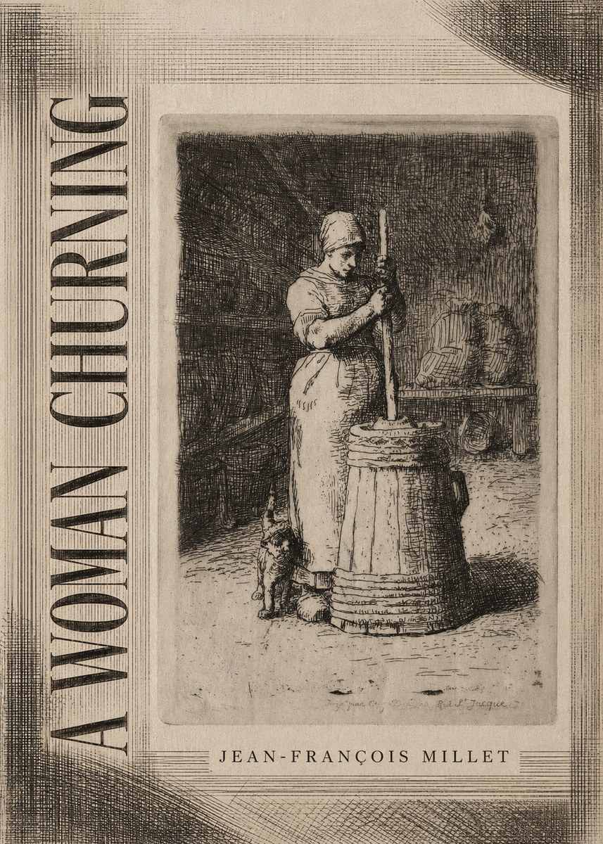 Jean-François Millet A Woman Churning No2 - Plakát