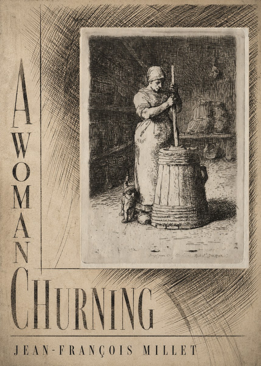 Jean-François Millet A Woman Churning No5 - Plakát