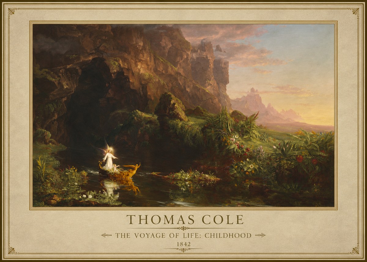 Thomas Cole The Voyage of Life: Childhood IV No1 - Plakát