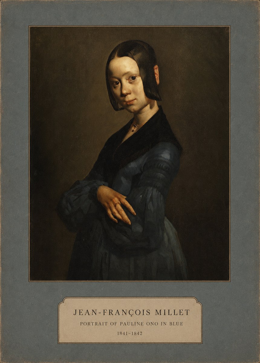 Jean-François Millet Portrait of Pauline Ono in Blue No2 - Plakát
